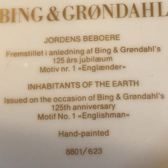 Rare! Vtg 1978 Royal Copenhagen BING & GRONDAHL Englishman Porcelain Plate Box - Picture 5 of 10